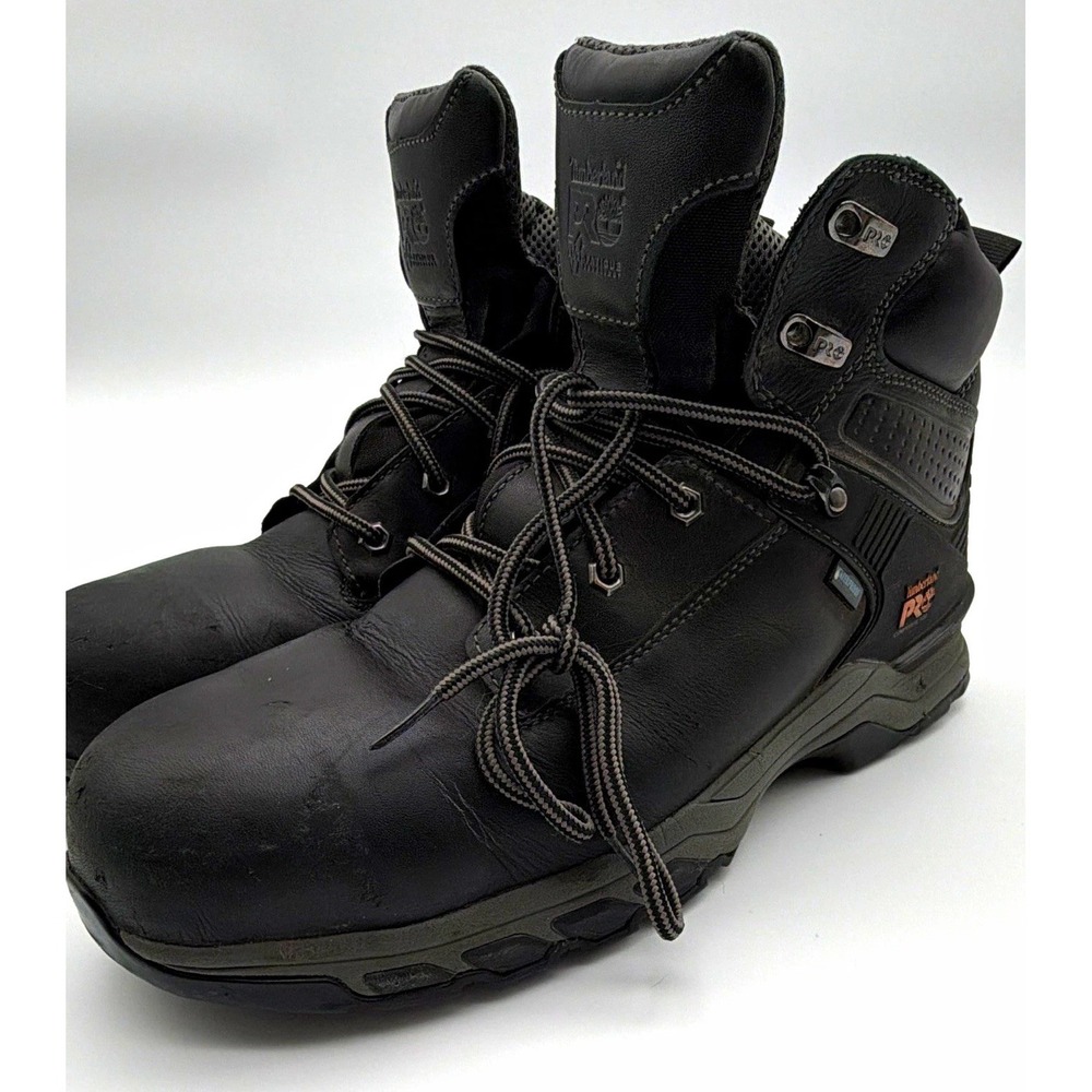 Timberland PRO Waterproof Black Leather Lace-Up Work Boots US 11.5W A6325 A1RU5